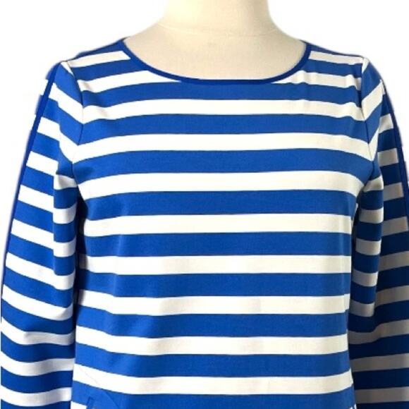 Lands’ End Shift Dress Ponte 3/4 Sleeve Blue White Stripe Women’s Plus Size 16 - Picture 5 of 11